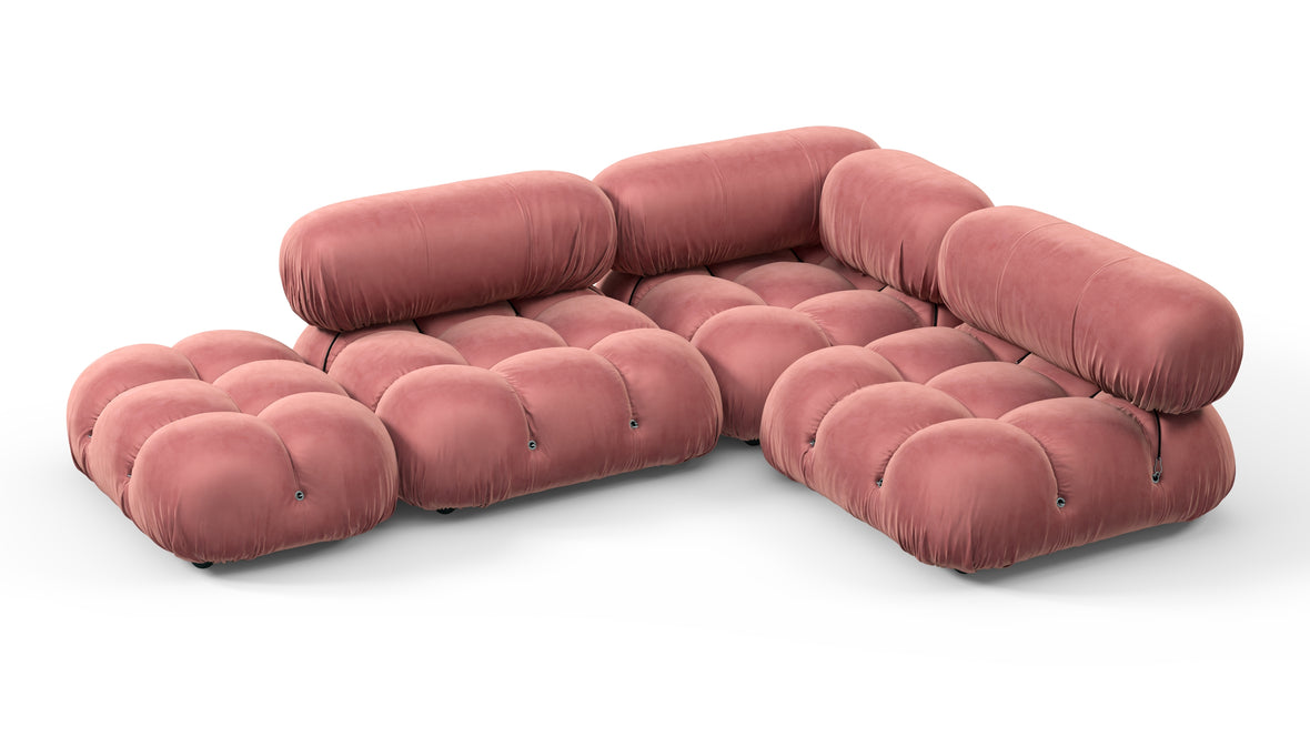 Bellini Sectional - Mario Bellini Sectional, Small Right Corner, Blush Pink Velvet