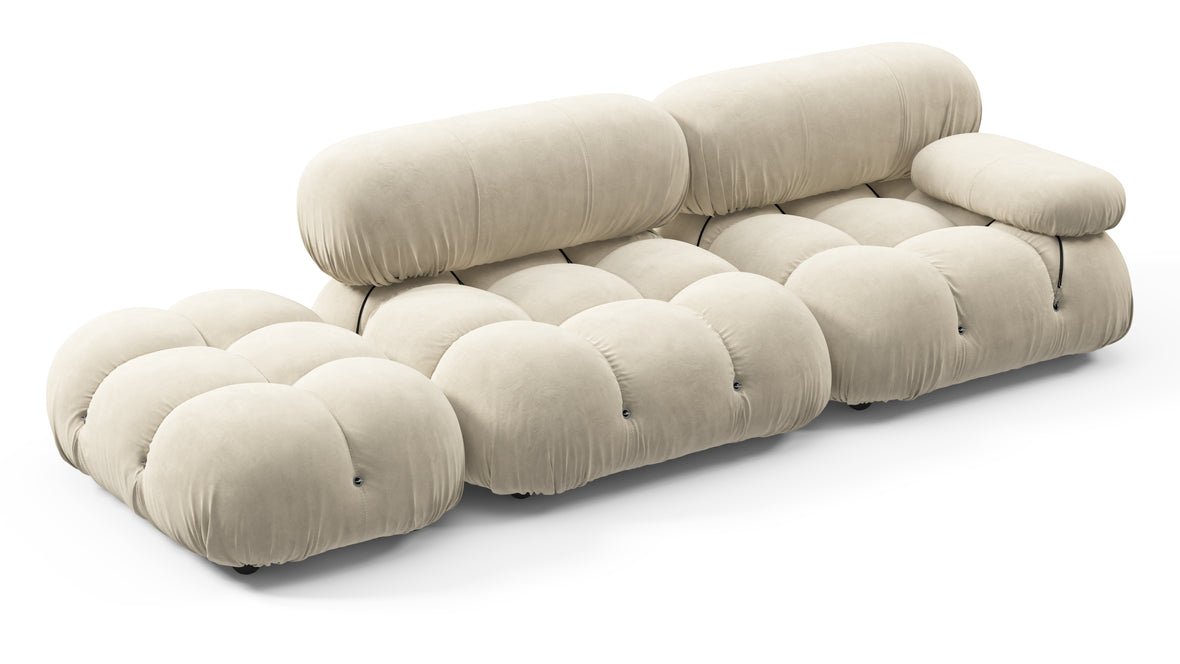 Bellini Sofa - Mario Bellini Open End Sofa, Left, Eggshell Vegan Suede