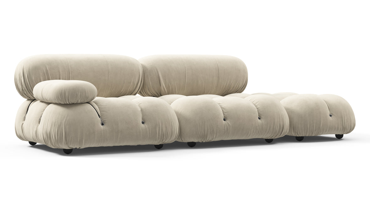 Bellini Sofa - Mario Bellini Open End Sofa, Right, Eggshell Vegan Suede