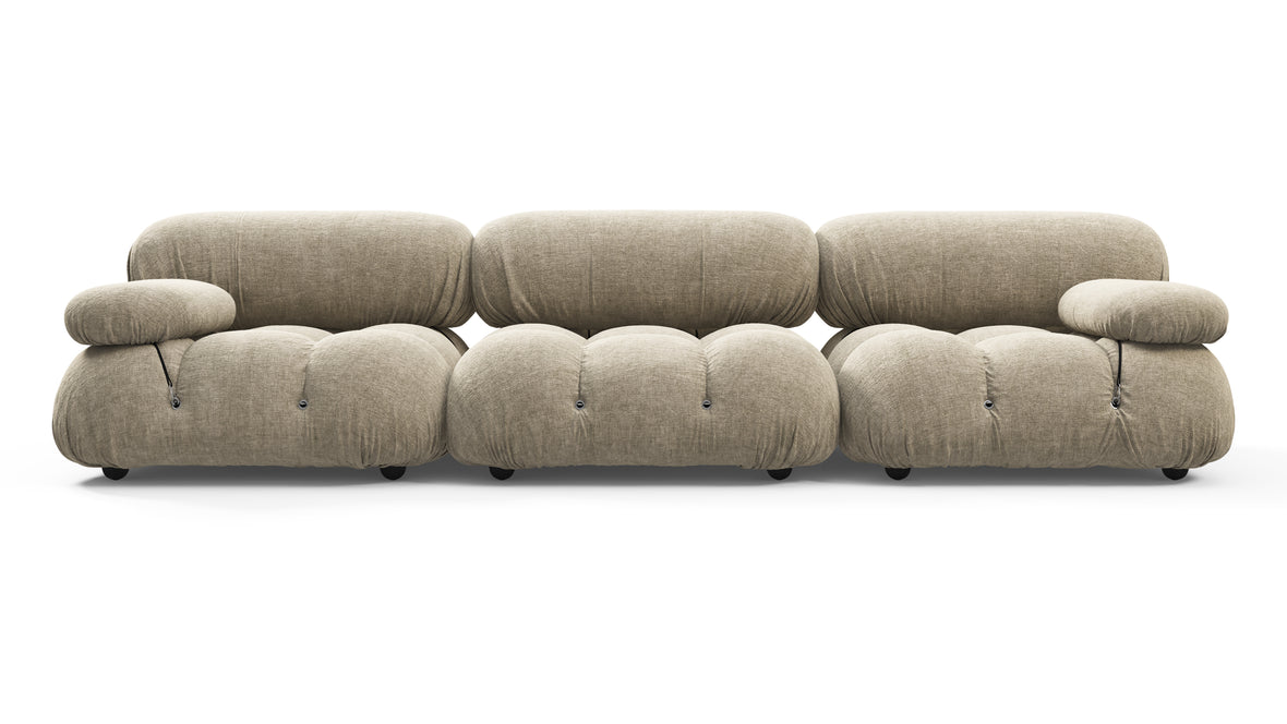 Bellini Sofa - Mario Bellini Three Seater Sofa, Beige Gray Chenille