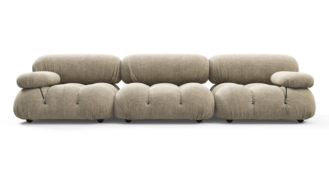 Bellini Sofa - Mario Bellini Three Seater Sofa, Beige Gray Chenille