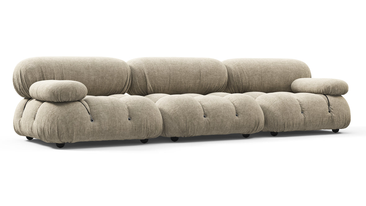 Bellini Sofa - Mario Bellini Three Seater Sofa, Beige Gray Chenille