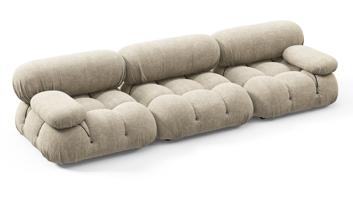 Bellini Sofa - Mario Bellini Three Seater Sofa, Beige Gray Chenille