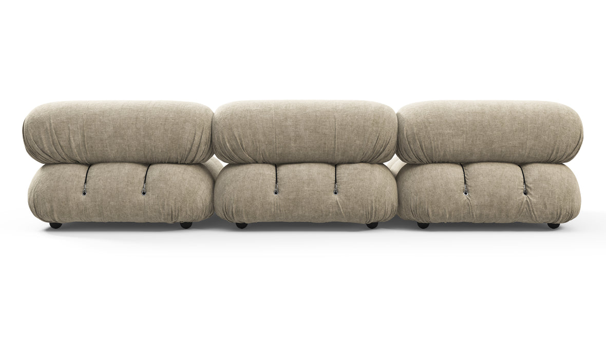 Bellini Sofa - Mario Bellini Three Seater Sofa, Beige Gray Chenille