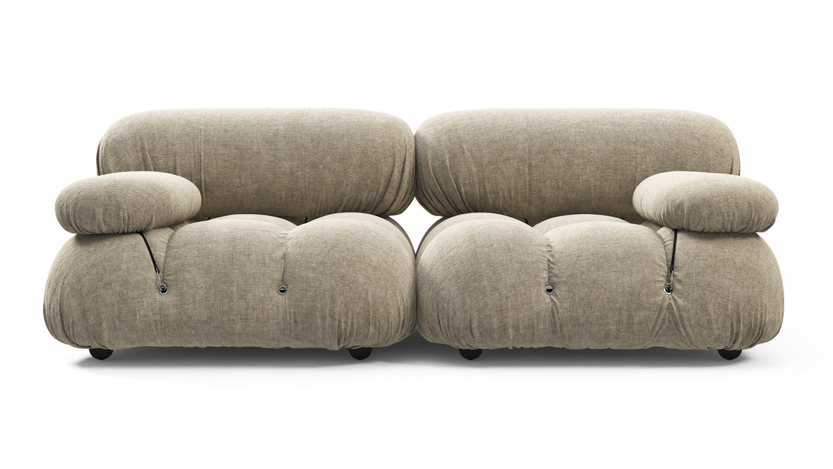 Bellini Sofa - Mario Bellini Two Seater Sofa, Beige Gray Chenille