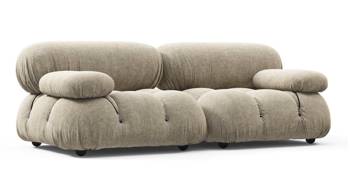Bellini Sofa - Mario Bellini Two Seater Sofa, Beige Gray Chenille