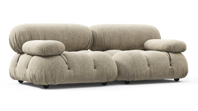 Bellini Sofa - Mario Bellini Two Seater Sofa, Beige Gray Chenille