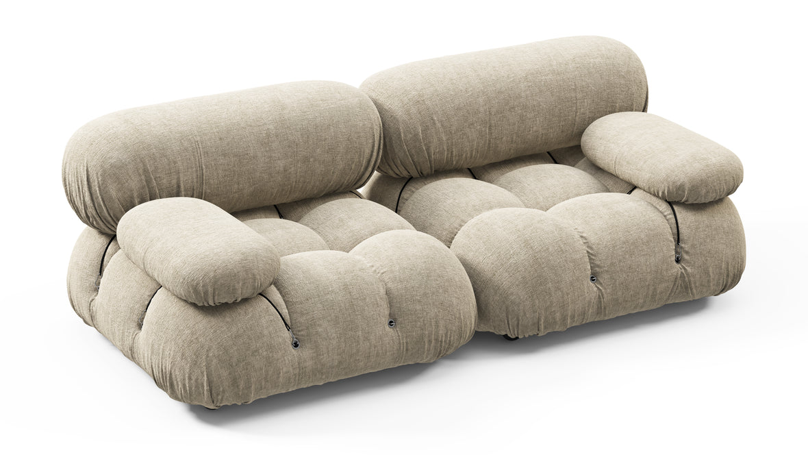 Bellini Sofa - Mario Bellini Two Seater Sofa, Beige Gray Chenille
