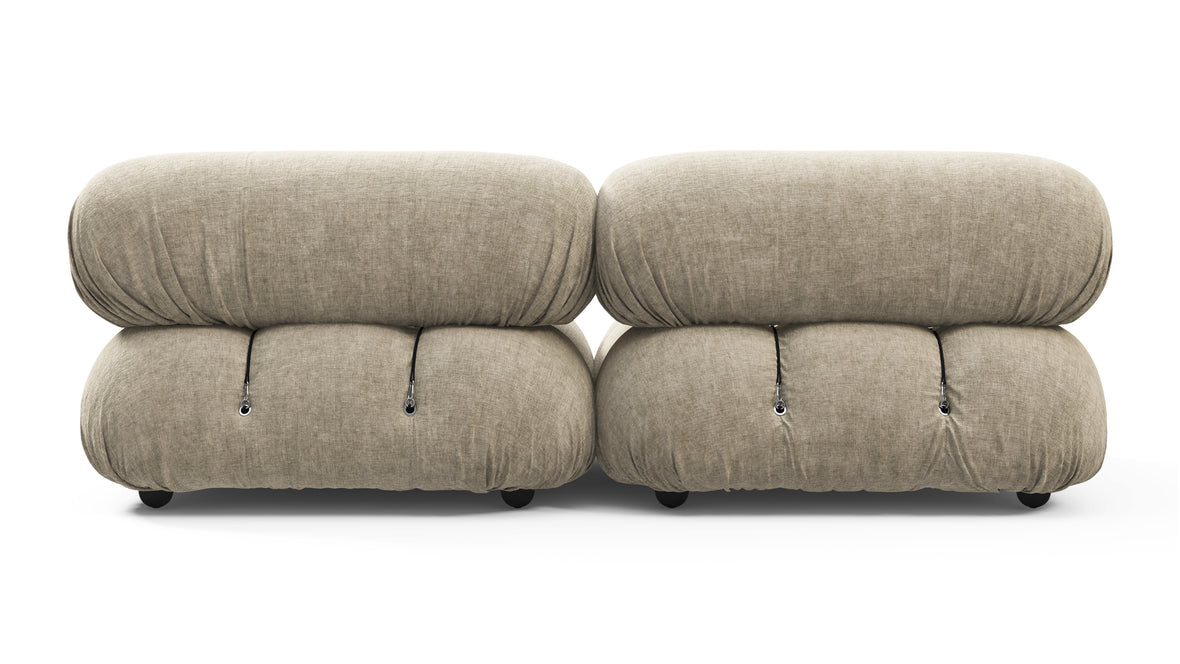 Bellini Sofa - Mario Bellini Two Seater Sofa, Beige Gray Chenille