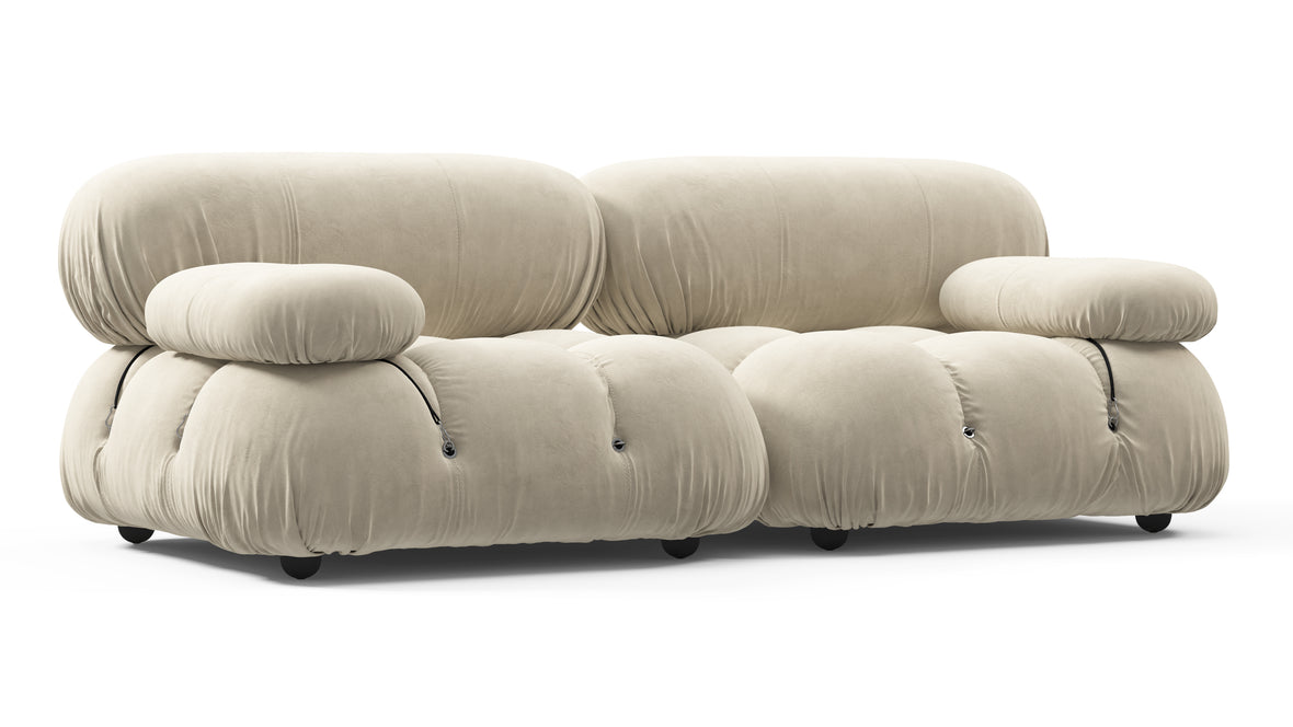 Bellini Sofa - Mario Bellini Two Seater Sofa, Eggshell Vegan Suede
