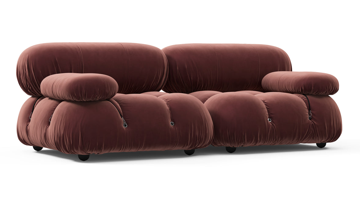 Bellini Sofa - Mario Bellini Two Seater Sofa, Maroon Velvet