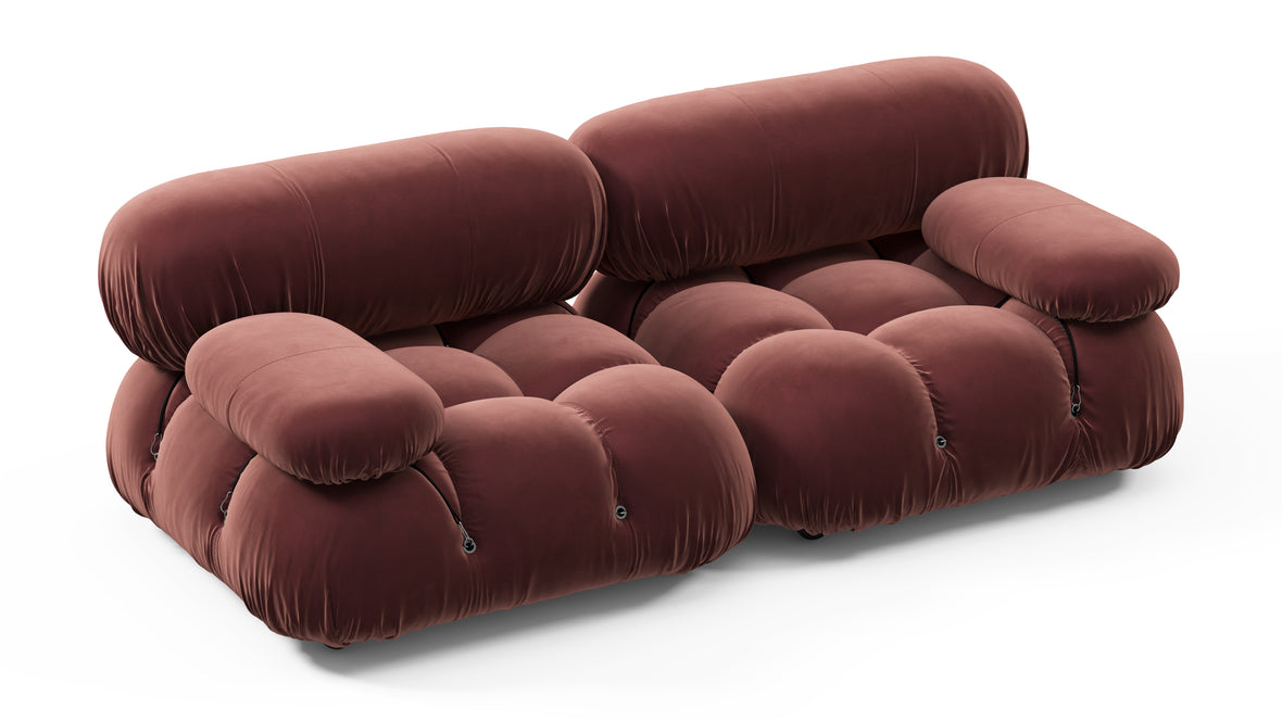 Bellini Sofa - Mario Bellini Two Seater Sofa, Maroon Velvet