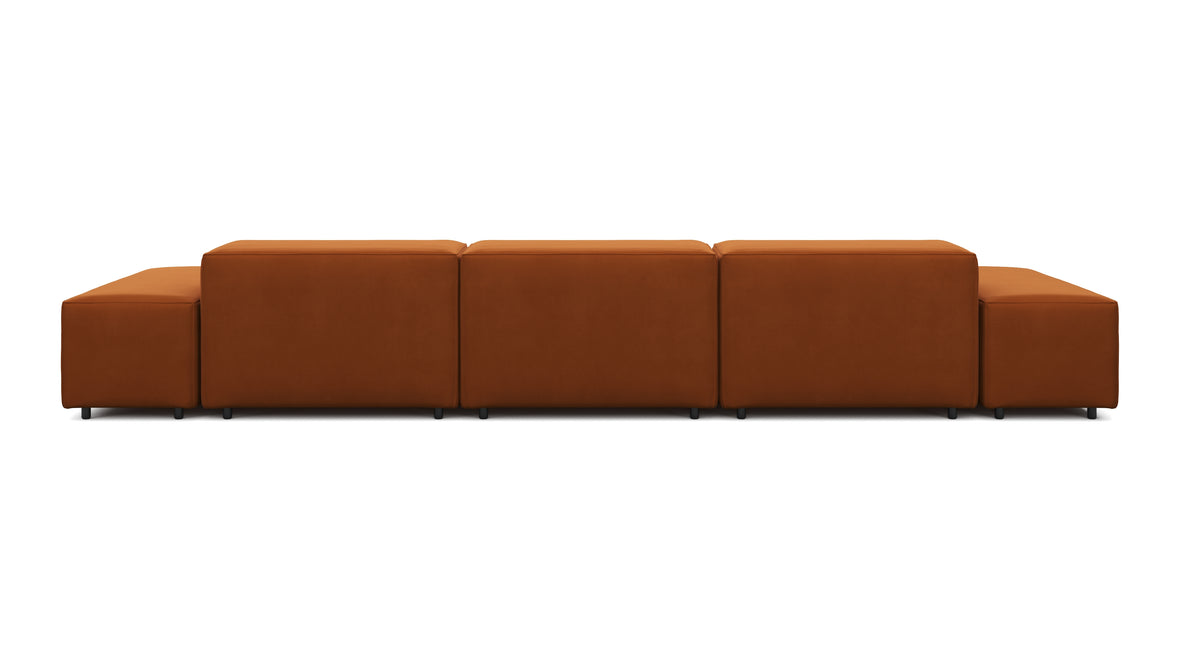 Extrasoft - Extrasoft Sectional Sofa, Three Seater Sofa, Right, Burnt Orange Velvet