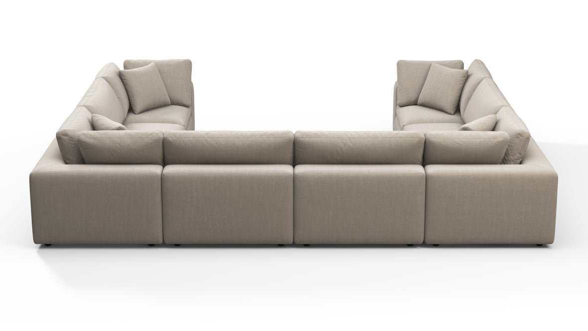 Sky - Sky Sectional Sofa, Eight Seater, Beige Linen