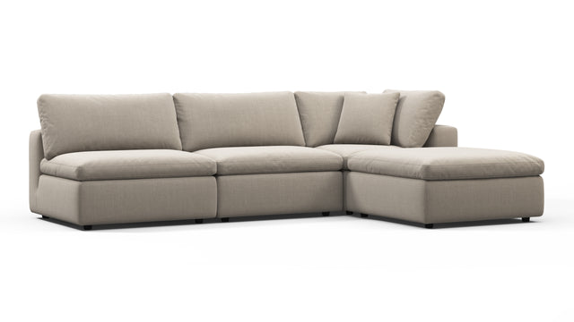 Sky - Sky Sectional Sofa, Three Seater, Right Chaise, Beige Linen