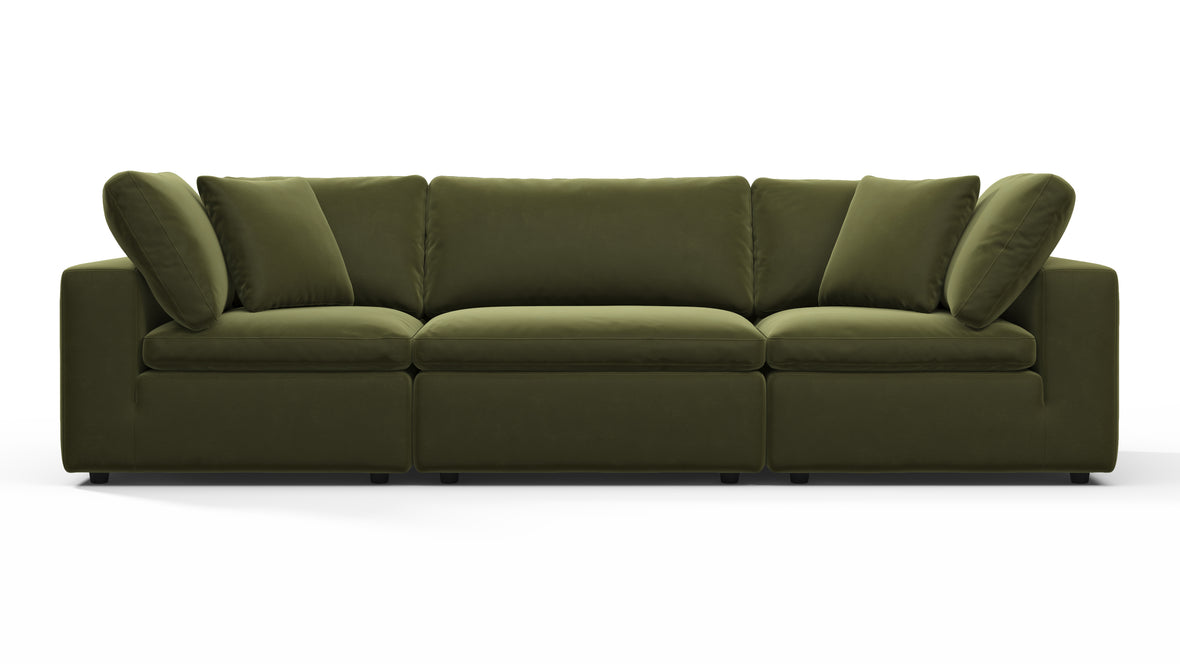 Sky - Sky Sectional Sofa, Three Seater, Spruce Luxe Velvet