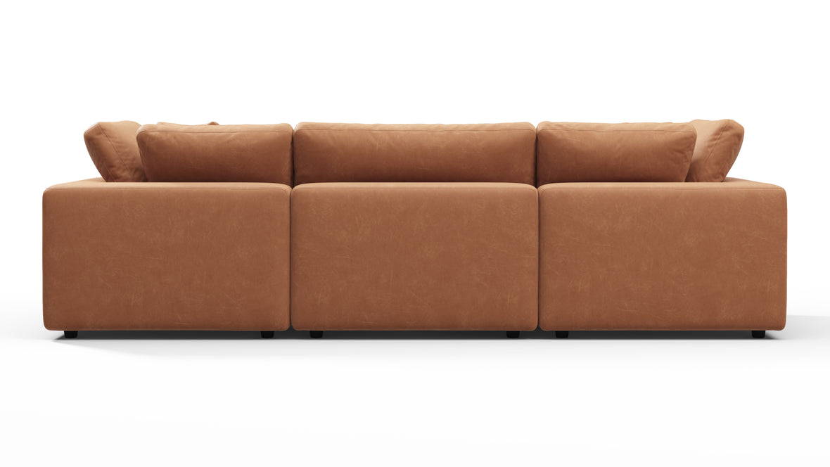 Sky - Sky Sectional Sofa, Three Seater, Tan Vegan Leather