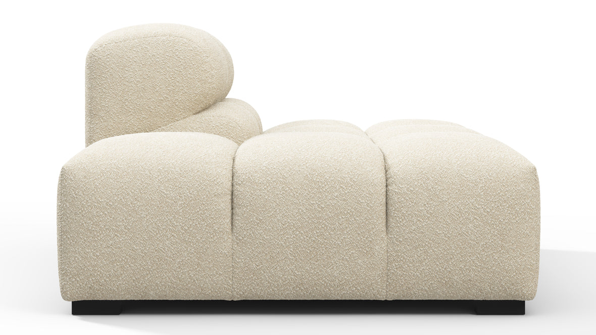 Tufty - Tufty Module, Left End, Armless, Eggshell Boucle
