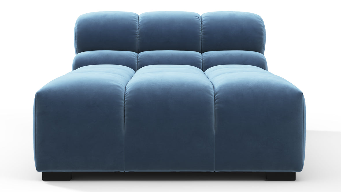 Tufty - Tufty Module, Armless Chaise, Aegean Blue Velvet