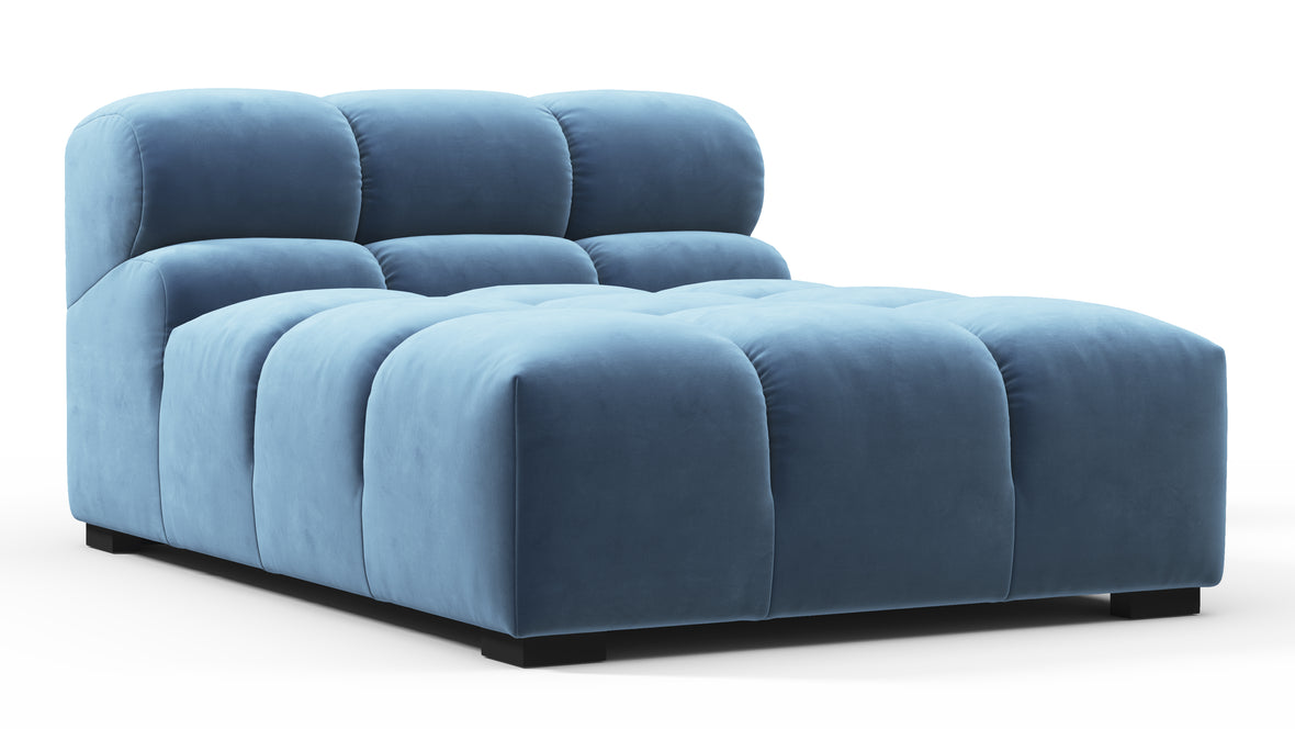 Tufty - Tufty Module, Armless Chaise, Aegean Blue Velvet