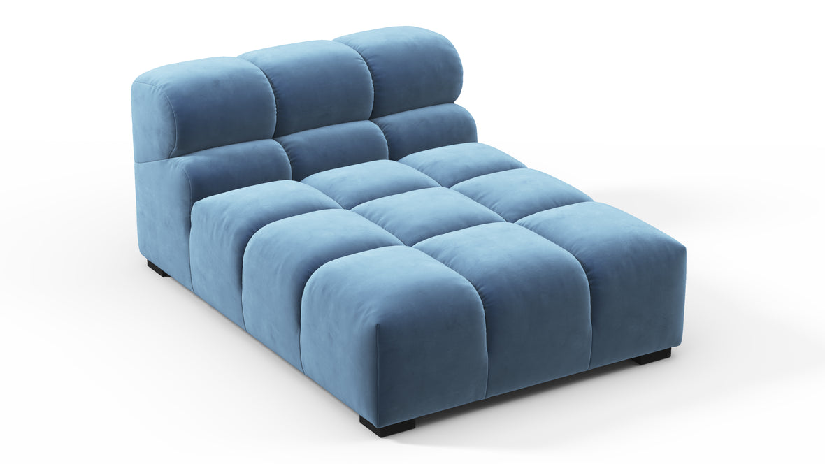 Tufty - Tufty Module, Armless Chaise, Aegean Blue Velvet