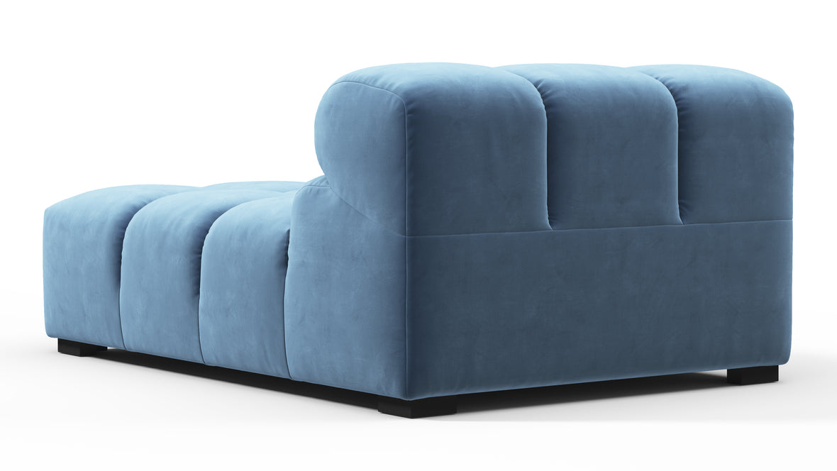 Tufty - Tufty Module, Armless Chaise, Aegean Blue Velvet