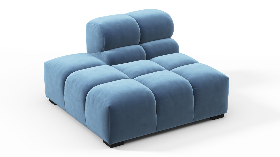 Tufty - Tufty Module, Left End, Armless, Aegean Blue Velvet