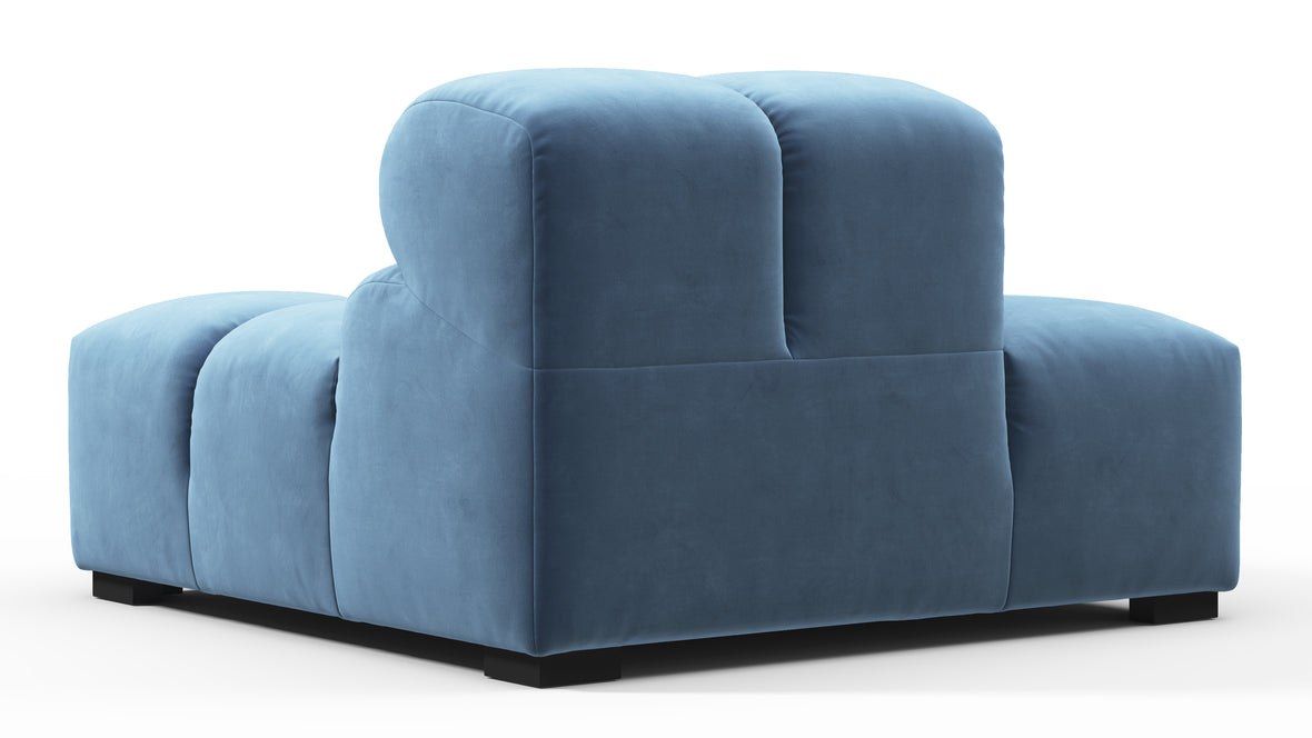 Tufty - Tufty Module, Left End, Armless, Aegean Blue Velvet
