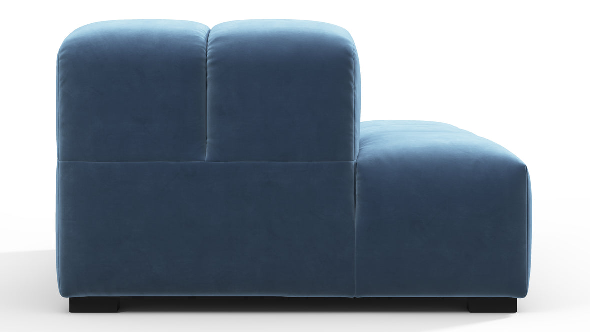 Tufty - Tufty Module, Left End, Armless, Aegean Blue Velvet