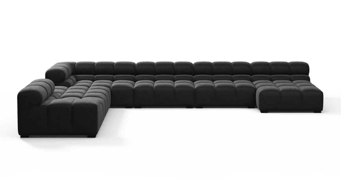Tufty - Tufty Sectional, Extra Large Left Corner, Black Velvet