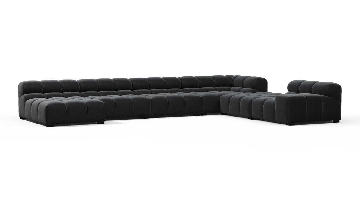 Tufty - Tufty Sectional, Extra Large Right Corner, Black Velvet