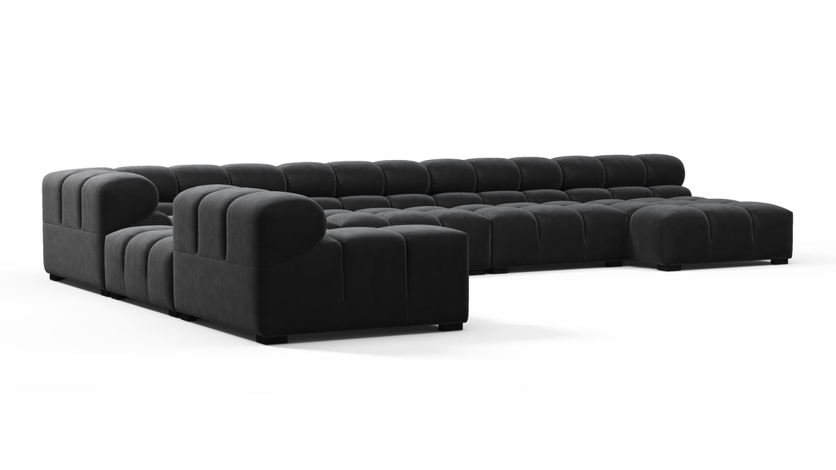 Tufty - Tufty Sectional, Extra Large Left Corner, Black Velvet