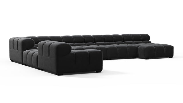 Tufty - Tufty Sectional, Extra Large Left Corner, Black Velvet