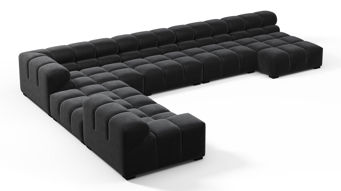 Tufty - Tufty Sectional, Extra Large Left Corner, Black Velvet