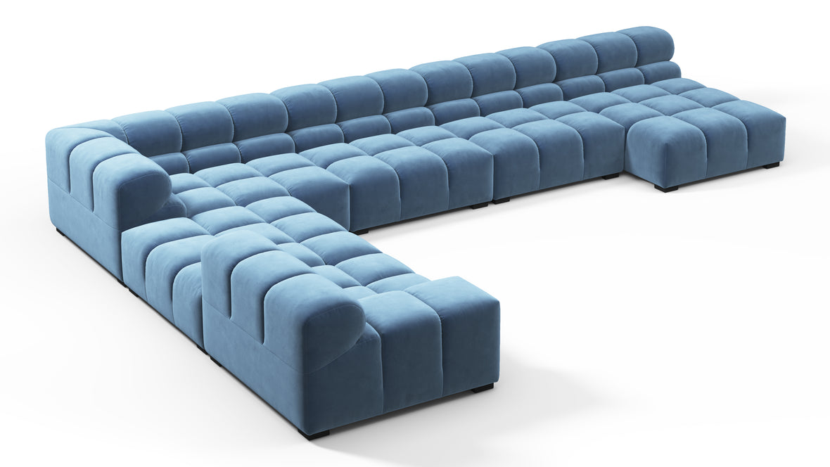 Tufty - Tufty Sectional, Extra Large Left Corner, Aegean Blue Velvet