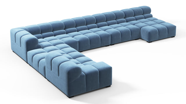 Tufty - Tufty Sectional, Extra Large Left Corner, Aegean Blue Velvet