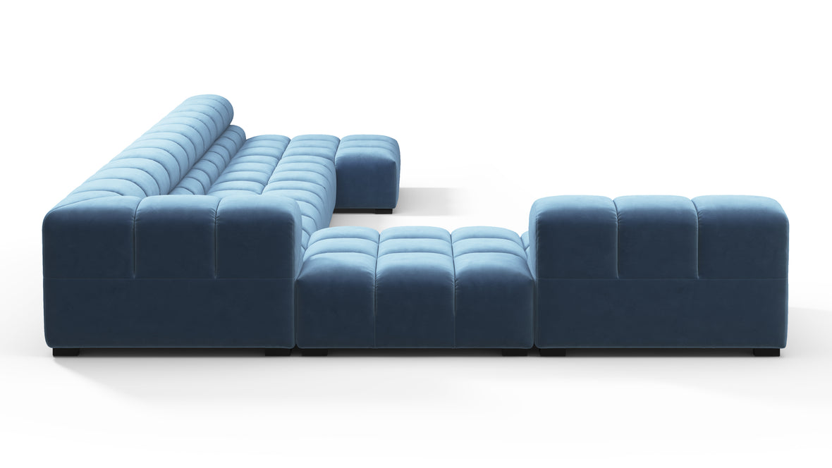 Tufty - Tufty Sectional, Extra Large Left Corner, Aegean Blue Velvet