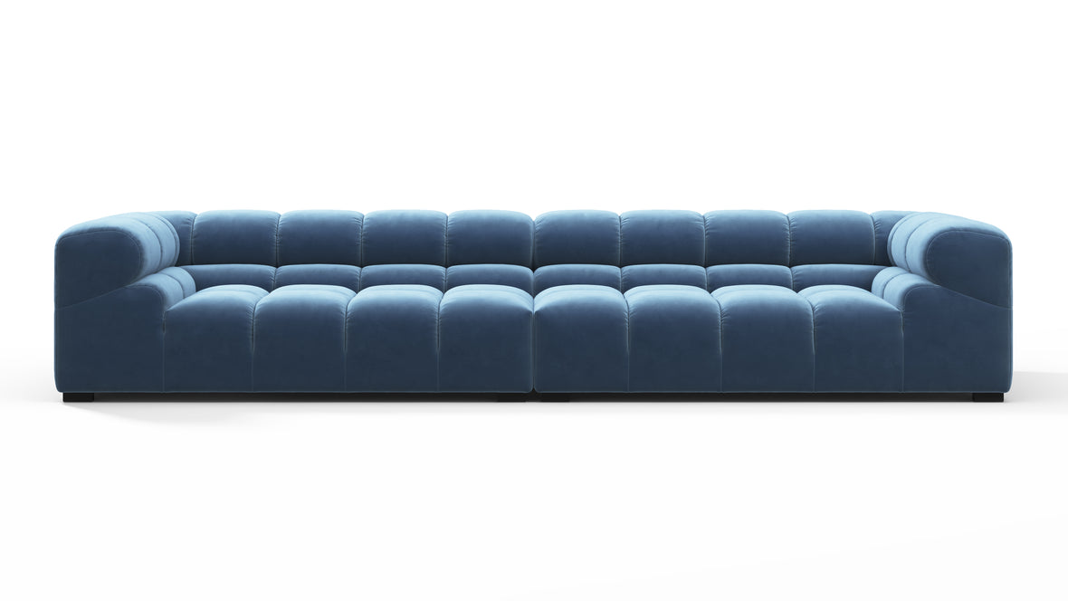 Tufty - Tufty Sectional, Extra Large Sofa, Aegean Blue Velvet