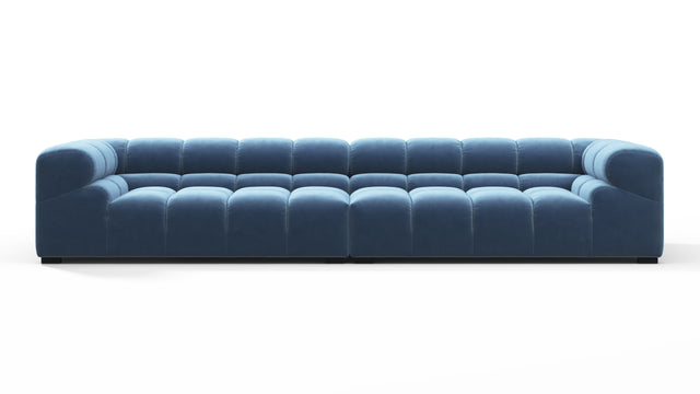 Tufty - Tufty Sectional, Extra Large Sofa, Aegean Blue Velvet