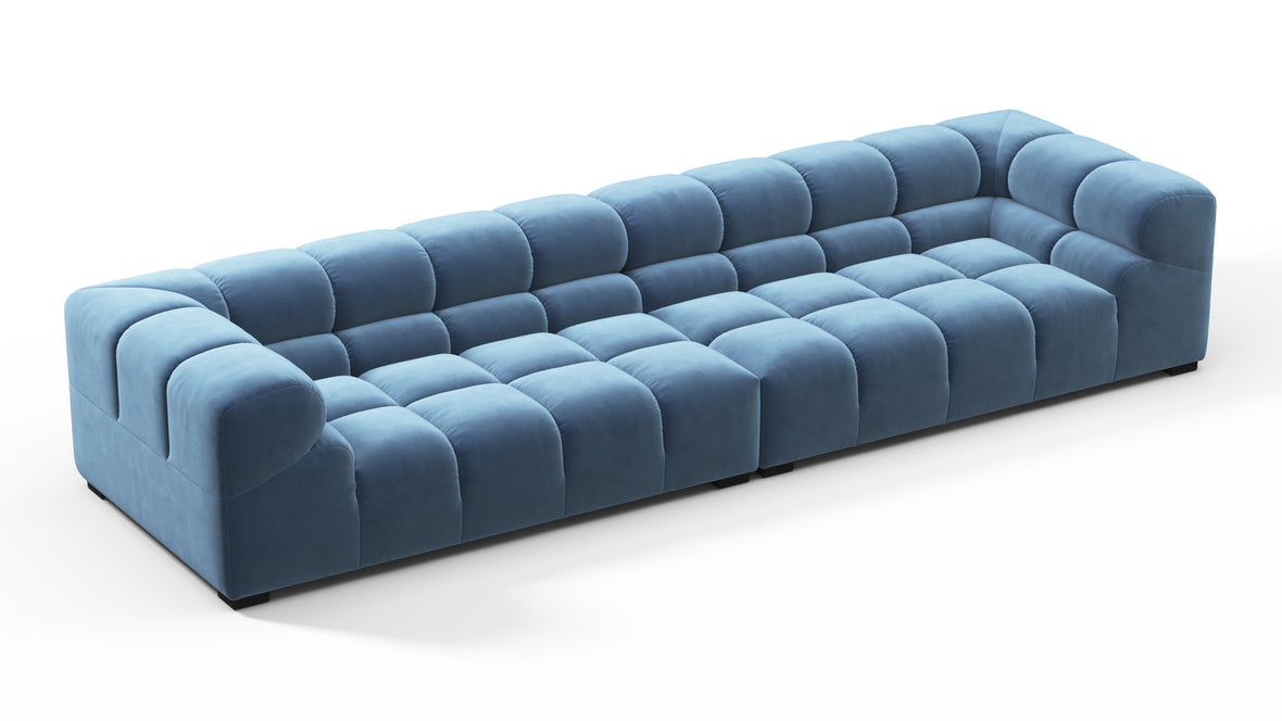 Tufty - Tufty Sectional, Extra Large Sofa, Aegean Blue Velvet