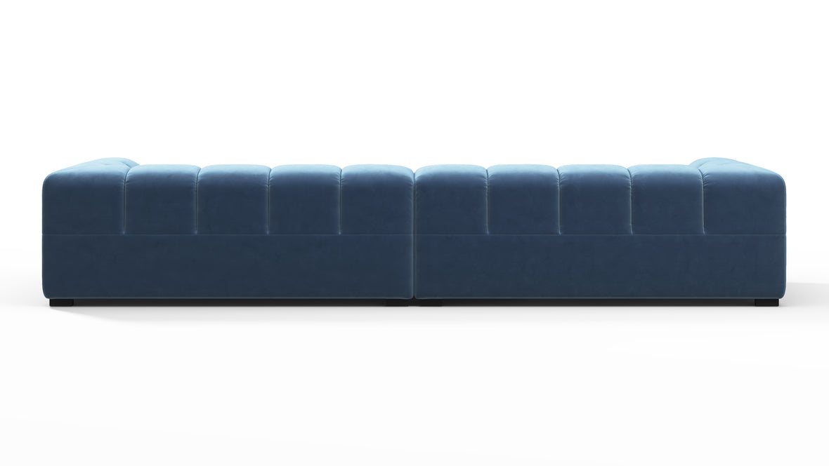 Tufty - Tufty Sectional, Extra Large Sofa, Aegean Blue Velvet