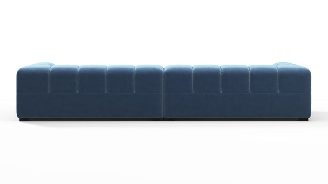 Tufty - Tufty Sectional, Extra Large Sofa, Aegean Blue Velvet