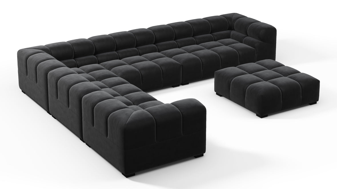 Tufty - Tufty Sectional, Large Left Corner, Black Velvet