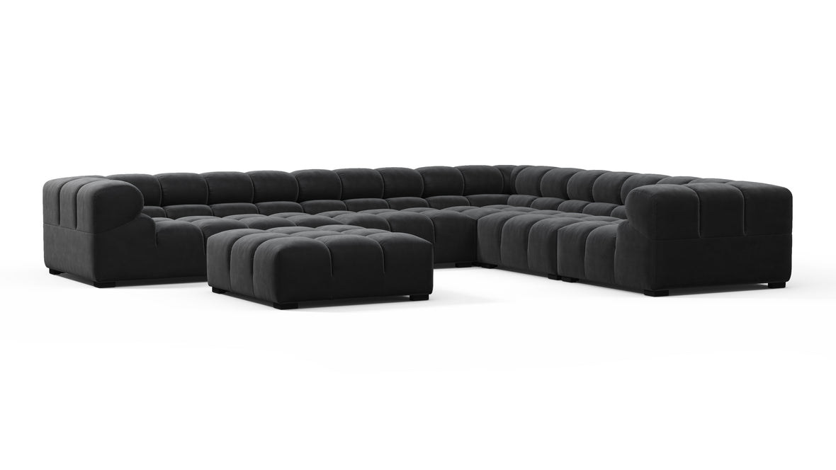 Tufty - Tufty Sectional, Large Right Corner, Black Velvet