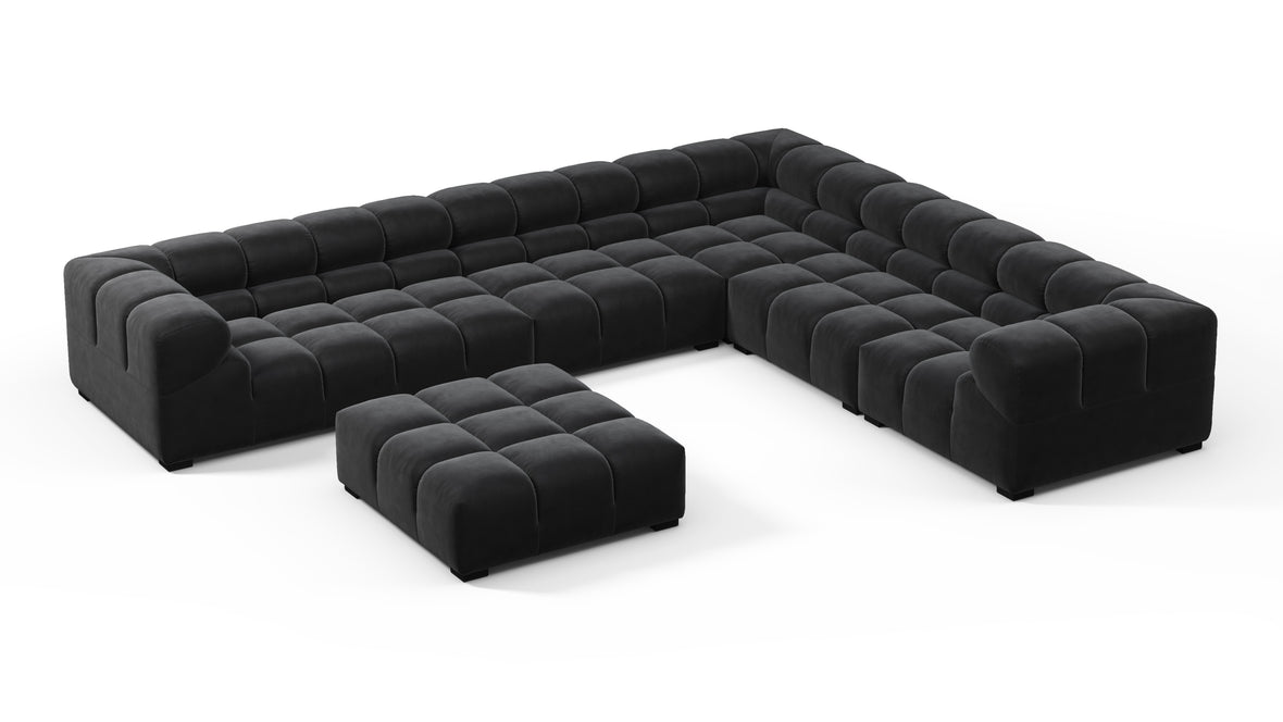 Tufty - Tufty Sectional, Large Right Corner, Black Velvet