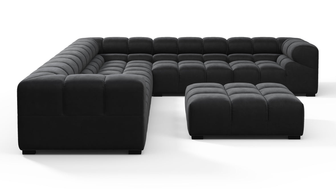 Tufty - Tufty Sectional, Large Right Corner, Black Velvet