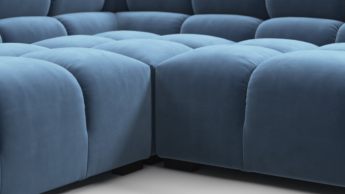 Tufty - Tufty Sectional, Large Left Corner, Aegean Blue Velvet