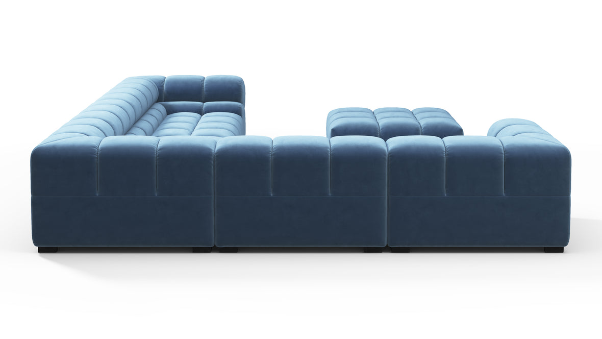 Tufty - Tufty Sectional, Large Left Corner, Aegean Blue Velvet