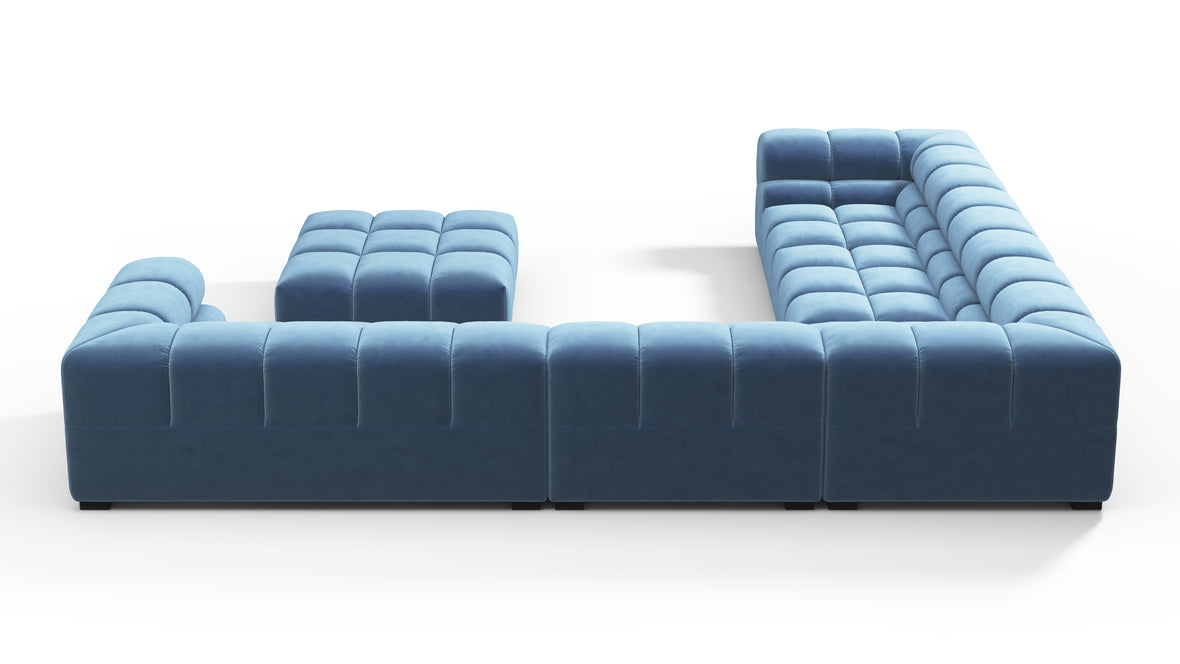 Tufty - Tufty Sectional, Large Left Corner, Aegean Blue Velvet