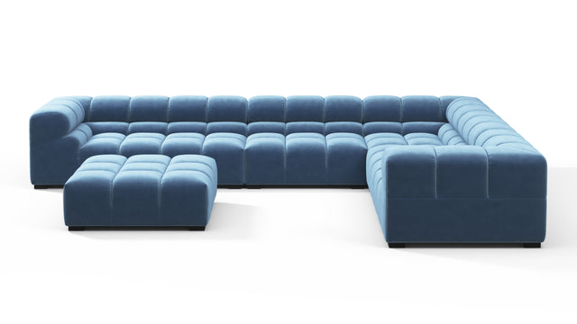 Tufty - Tufty Sectional, Large Right Corner, Aegean Blue Velvet